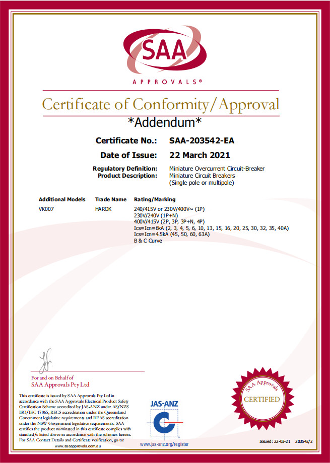 Yueqing Vorax Electric CO.,LTD Сертификации