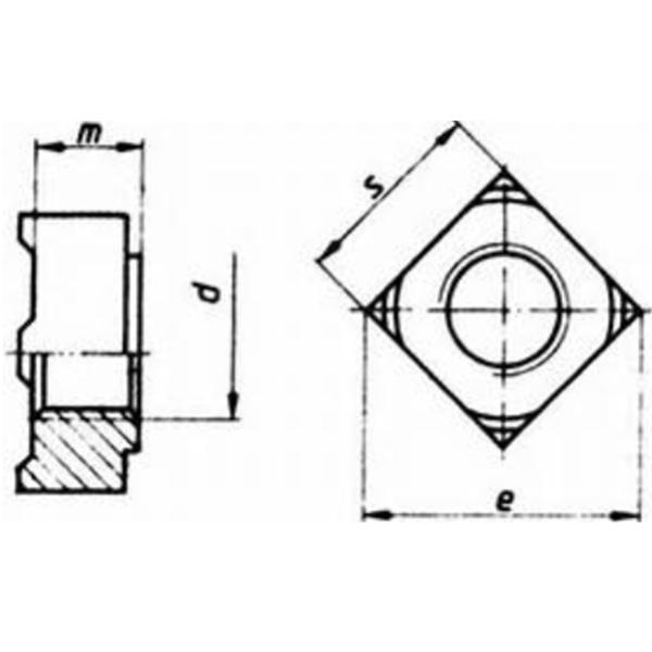 Stainless Steel M6 DIN 928 Square Weld Nut ST37 Plain Plated Grade 5