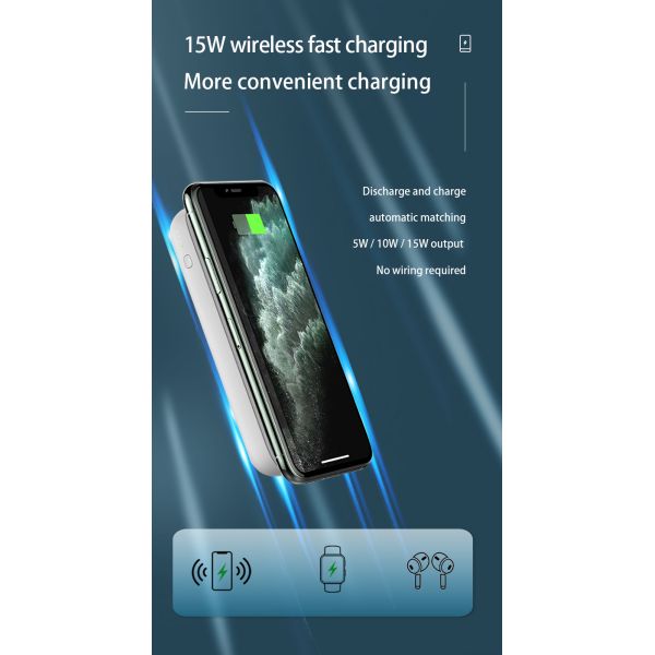 Portable Power Bank 10000mAh High Capacity 18W Wireless Magnetic Power BanksPocket Size
