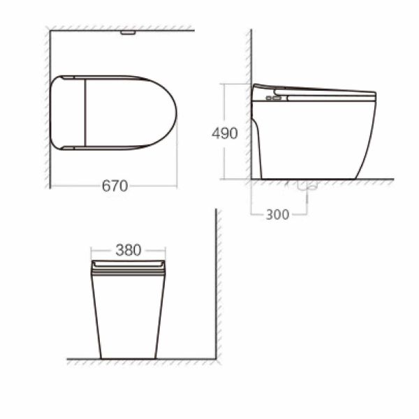 White Modern Smart Toilet Remote Control Bathroom Modern Toilet 380x670x490mm Orin OR2230