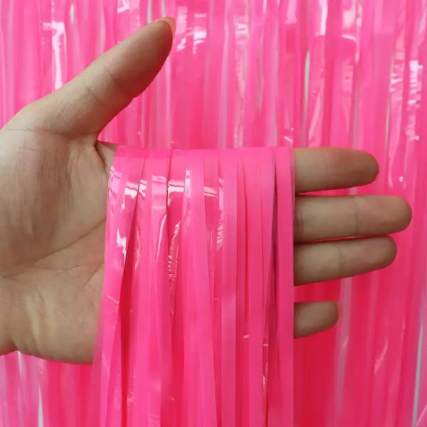Orange PET Neon Fringe Curtain Outdoor Fluorescent Fringe Backdrop