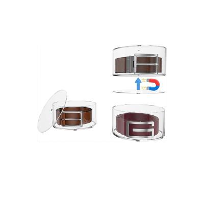 5 Layers round acrylic box with lid Acrylic Lucite Plastic Jewelry Belt Storage Box Magnets