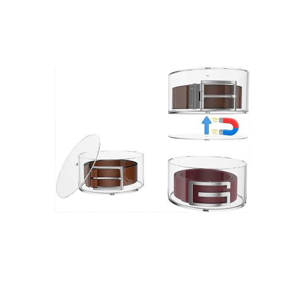 5 Layers round acrylic box with lid Acrylic Lucite Plastic Jewelry Belt Storage Box Magnets
