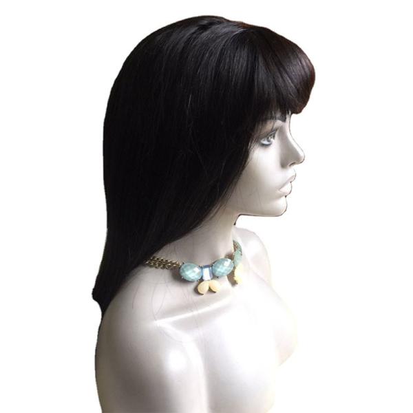 Natural Black Raw Virgin Remy Full Lace Hand Tied Wigs with Hair Bangs Perruque Vendors