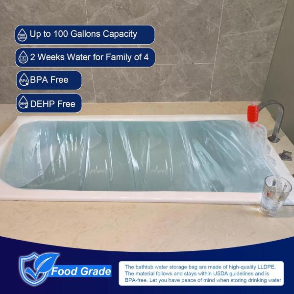 Water Storage Bladder, 100 Gallon Heavy Duty Food-Grade Plastic Bag, For Emergency Water Bank, Ideal For Bathtub Water Storage, Camping, Gardening And Agricultural Irrigation.