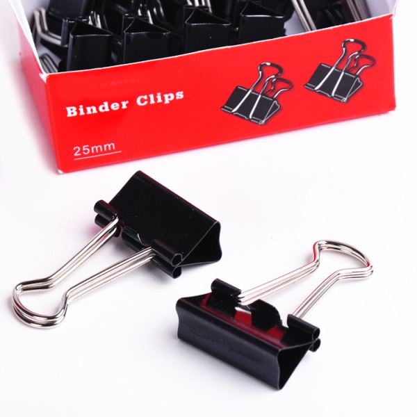 Factory wholesale high quality 12pcs binder clips metal black binder clip