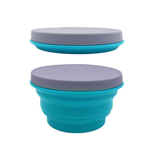 1000ml Food Storage Portable Collapsible Travel Foldable Silicone Bowl With Custom Logo
