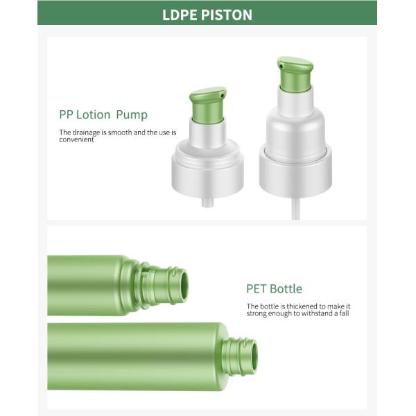 Green Pet Pump Lotion Bottles Screw Cosmetic Pet Bottle Packaging