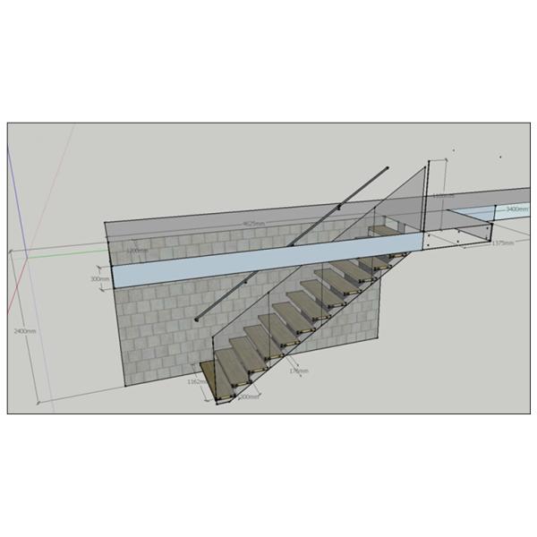 Straight Stringer Staircase VK09S 12mm Tempered Glass Railing,Double Steel Plate Stair,304 Stainless Steel,Glass Tread,