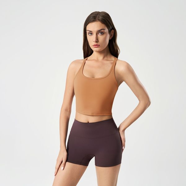 Yoga Gym Racerback Sports Bra Nylon Spandex Blend Crop Breathable Olive Green
