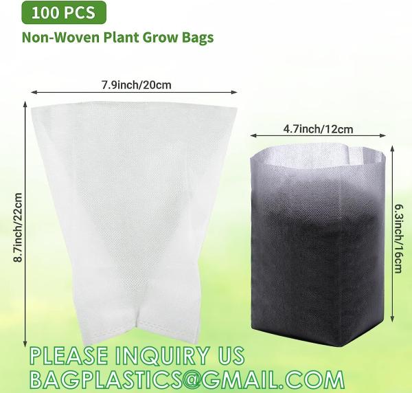 Nursery Growing Bags Large, 7.8x8.6 inches Biodegradable Fabric Seedling Grow Bag, Seed Starting Pots Pouches