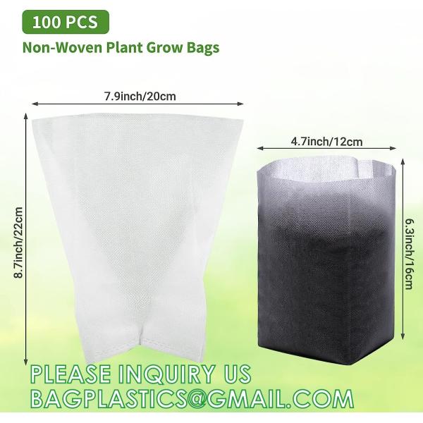 Nursery Growing Bags Large, 7.8x8.6 inches Biodegradable Fabric Seedling Grow Bag, Seed Starting Pots Pouches