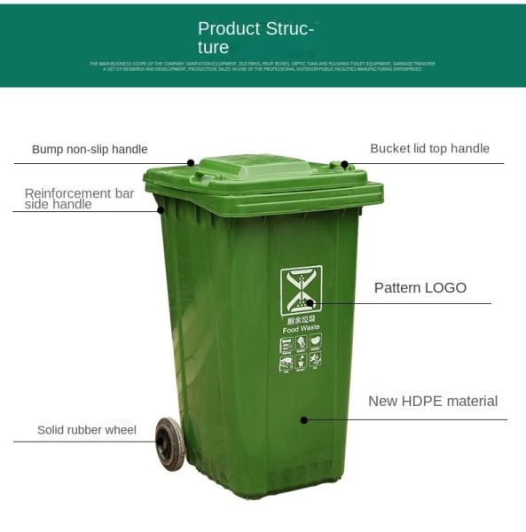 Des poubelles en plastique de 160 litres, des contenants de déchets en plastique de 30 litres.
