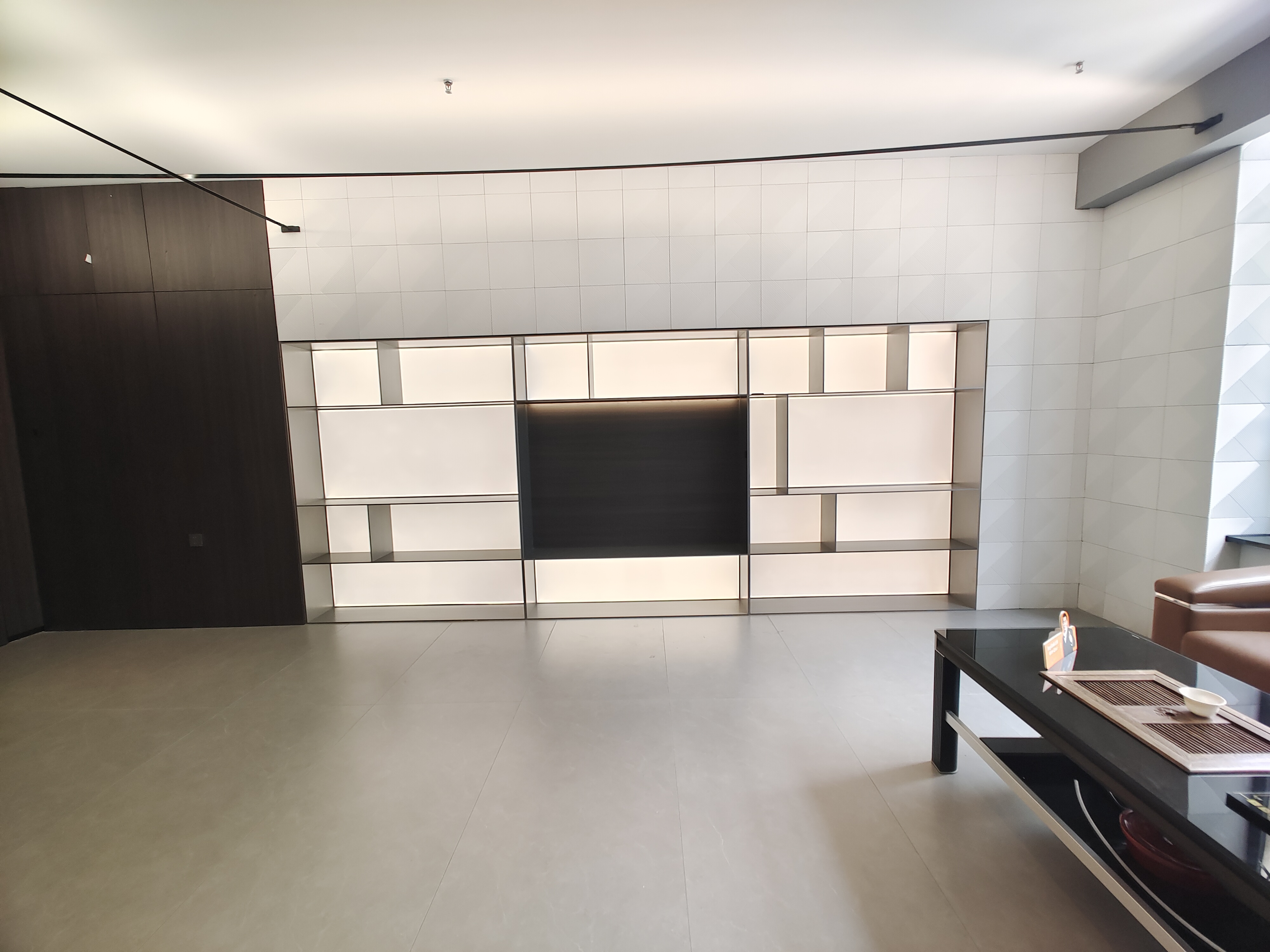 Latest Living Room Wall Hung Tv Light Tv Stand Cabinets Furniture Set Design Modern Luxury Floating Black Tv Units Cabinet