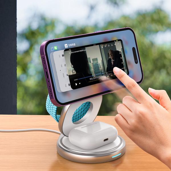 3 В 1 Металлическое беспроводное зарядное устройство 15 Вт Iphone Iwatch Airpod зарядное устройство