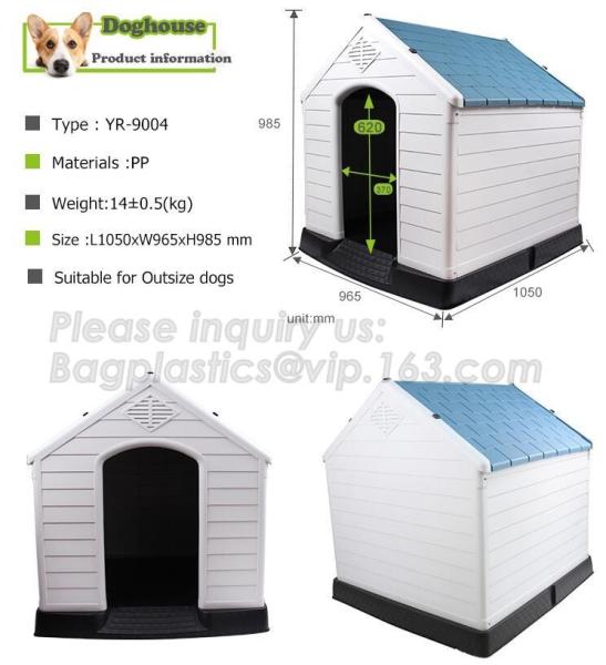 Fashion big dog apartment cottage Extra Large Waterproof Indoor & Outdoor Pet Shelter Plastic Dog Kennel Pet House, bage