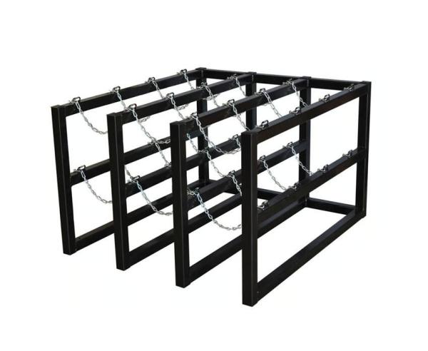 Outdoor 2 Cylinder O2 Tank Rack Metal Fab Products Black