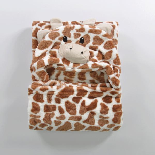 Cozy Animal Flannel Hoodie Blanket Wrap Around Kids Wearable Fleece Blanket