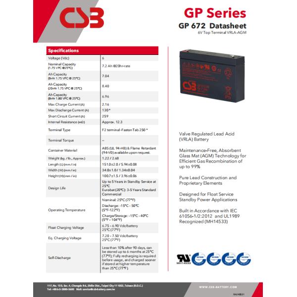 Solar Storage Batteries Gel 6v 7.2ah Lead Acid Battery Inverter UPS Battery