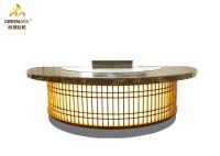 Grill en acier inoxydable Grill table Teppanyaki Panneau de commande intelligent, équipement de cuisine commercial en demi-cercle