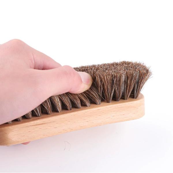 Calzado de pelo de caballo de madera Lustrador de zapatos Pinceles de piel Calzado de piel Cuidado de botas Limpieza de la piel de caballo Aplicadores Pincelas limpiadoras de terciopelo