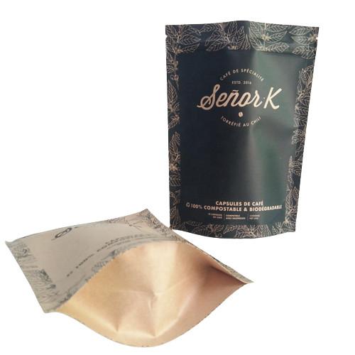 Saco de embalagem de alimentos de fundo plano Filme de impressão em branco simples Top de enchimento com válvula de ar