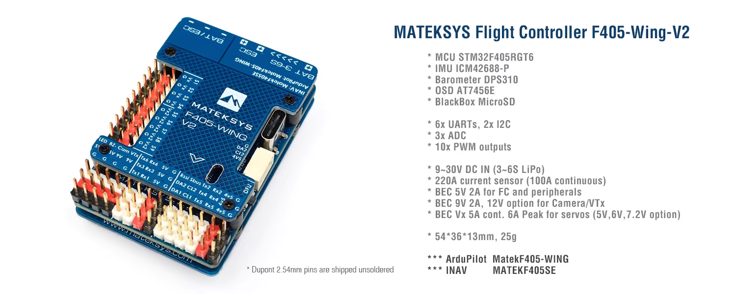 Matek Mateksys F405-WING-V2 Baro OSD Blackbox ArduPilot INAV RC Fixed Wing Drone Accessories For Airplane Model
