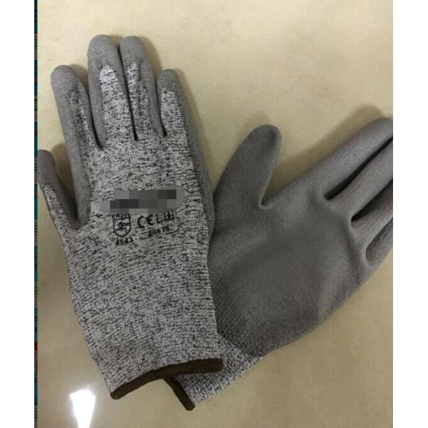 Highly Durable HPPE PU Coated Cut Resistant Level 5 Safety Work Gloves for Industrial