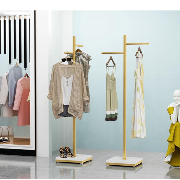 Golden Industrial Pipe Clothing Rack for Boutique Display Stand in Customer Colors