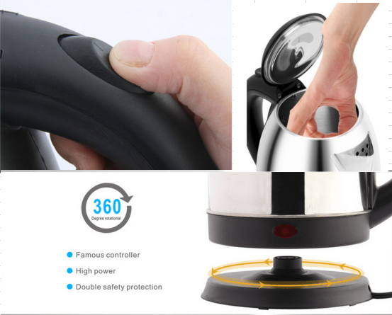 Sliver Stainless Steel Shut Off Cordless Electric Kettle CE CB Certification