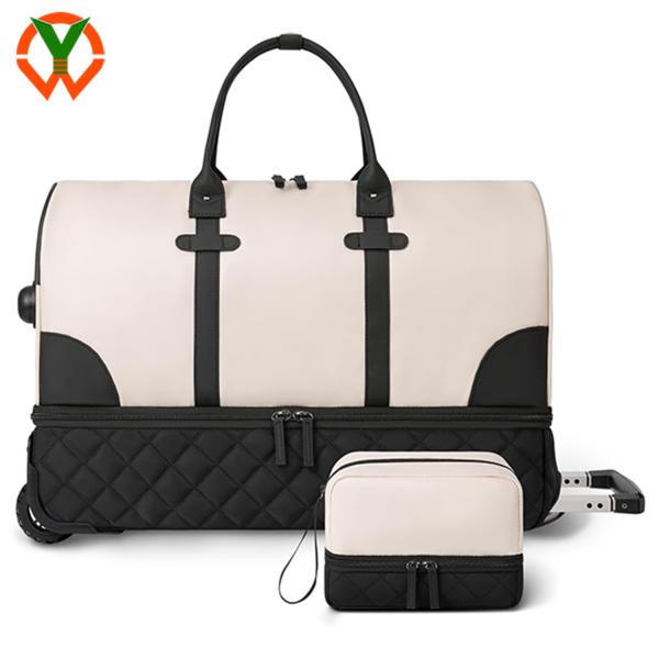 21 Inch Large Capacity Rolling Travel Bag With Shoe Compartment And Wheels For Women