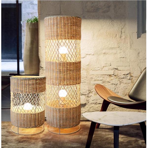 Handmade Led rattan wicker floor lamp For Living Room Decoration