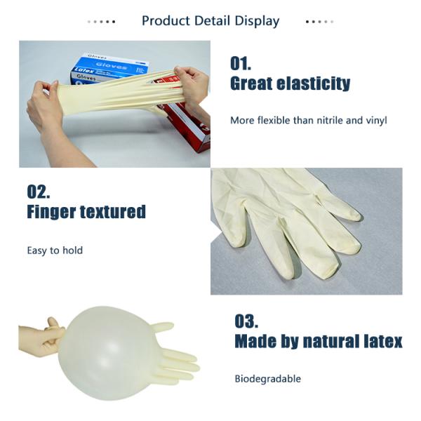 Disposable Powder-Free Latex Examination Gloves 4.5~6.5 g Non Sterile Anti-Slip Function Wholesale Latex Examination Gloves