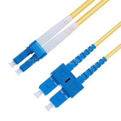 LC UPC para SC UPC Fibra óptica Patch Cable Duplex Single Mode OS2 OFNR 3,0 mm Amarelo