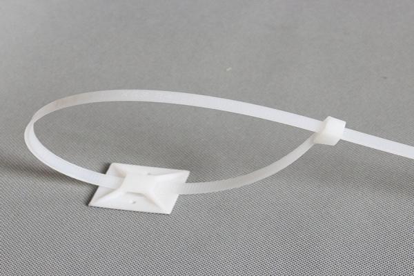 DEMOELE 30*30mm white plastic nylon self adhesive cable tie mount for cable ties without drilling hole on board