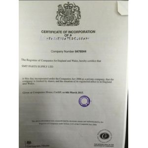 SMT PARTS SUPPLY LTD Certifications