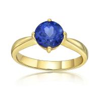 925 joia Tanzanite Ring Round Brilliant Cut Tanzanite Diamond Solitaire Ring do ouro de Sterling Silver 14K
