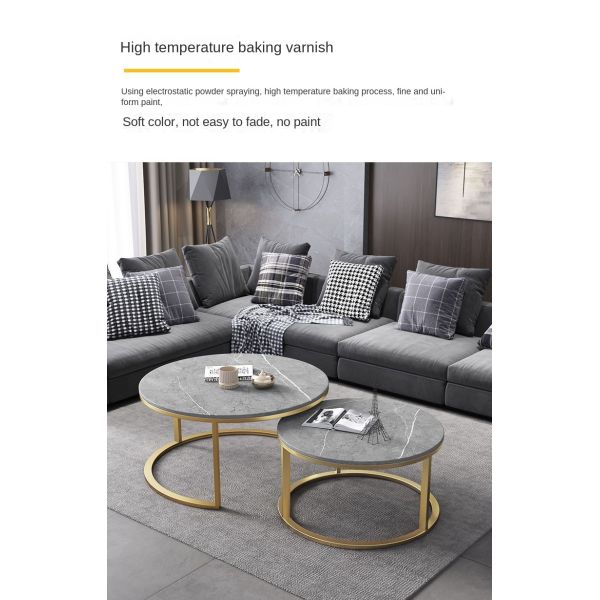 Light Luxury Nordic Minimalist Adjustable Coffee Table TV Stand Storage Drawer Modern Sintered Stone Top Metal Frame for Living