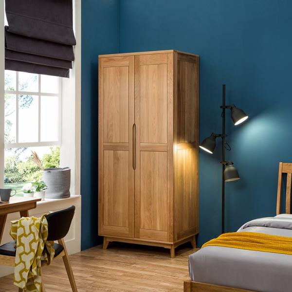 New Modern Simple Wooden Clothes Double Doors Wardrobe Design Furniture Bedroom