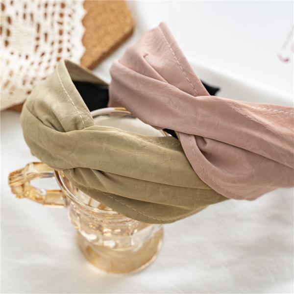 GLH008 Vintage solid color leather pu headbands cross hair hoop pressure hair out online celebrity headwear