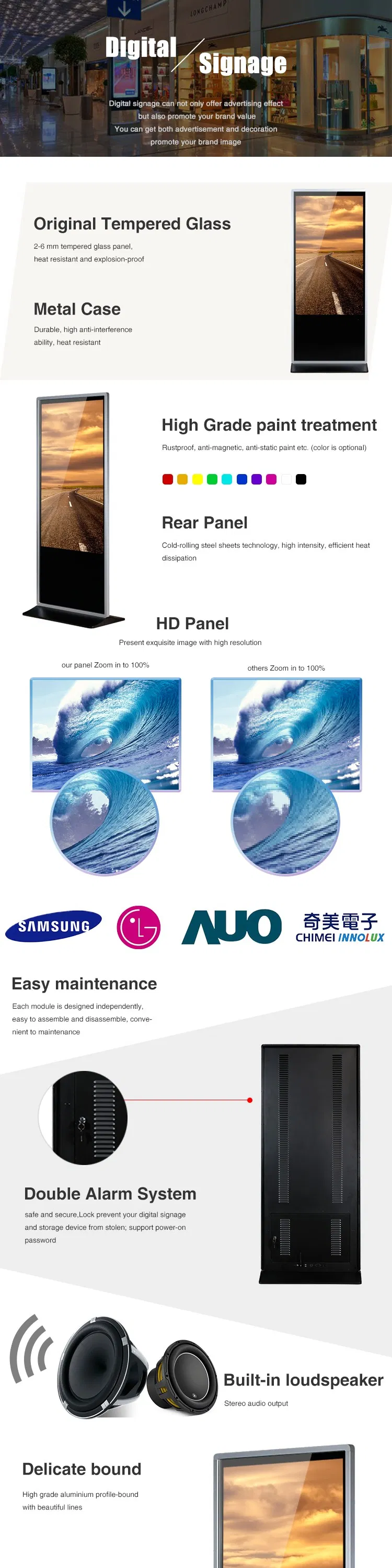 55 Inch Android Digital Signage Kiosk with 400CD/M² Brightness