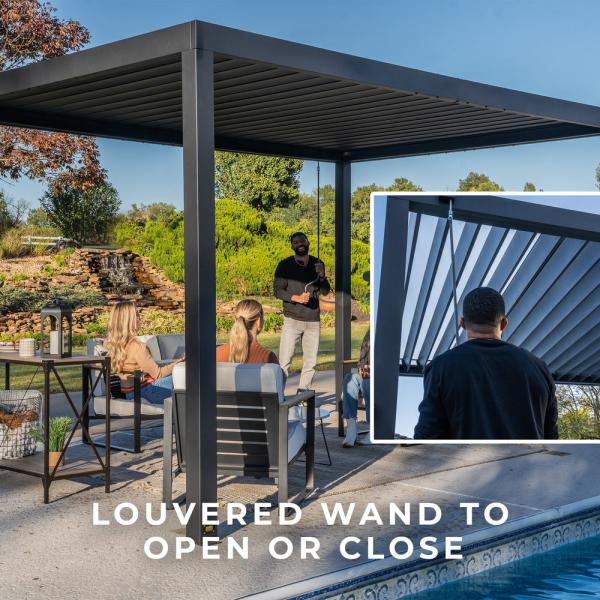 Steel Frame AJUNION 16X10 Metal Pergola for Louvered Roof Garden Outdoor Bioclimatic