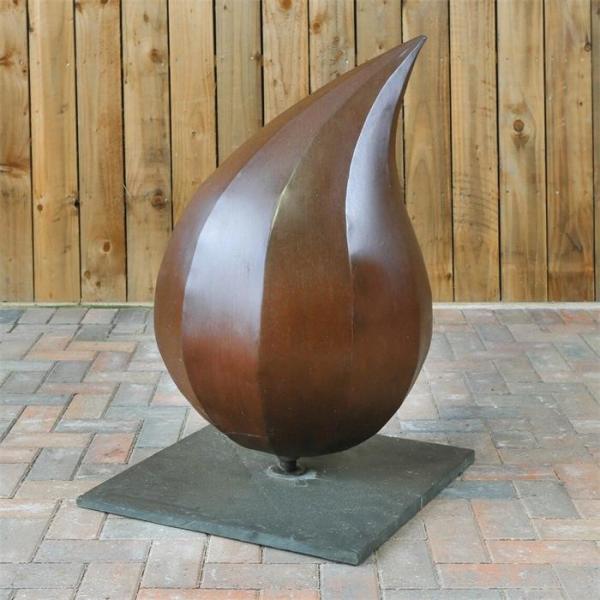 Teardrop Shape Corten Steel Sculpture Metal Art Statues 91.5cm Height