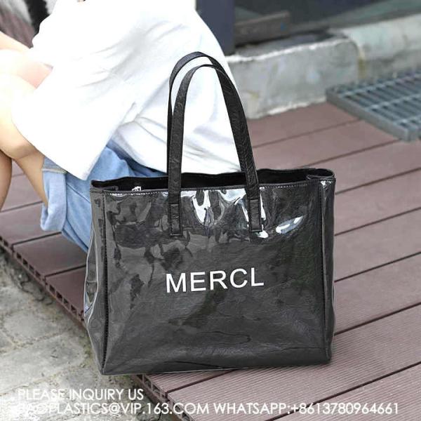 Tyvek Beach Tote Bag Customized Logo Shopping Bag Jelly Clear Plastic PVC Wholesale New Fashion Luxury Waterproof