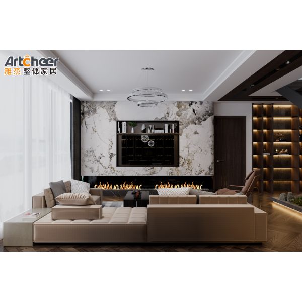 Retractable Solid Wood TV Cabinet with Nordic Design Coffee Table for Modern Living Room