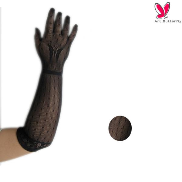 Long Finger Women Fishnet Hand Gloves Sexy Lace Gloves Winter Black