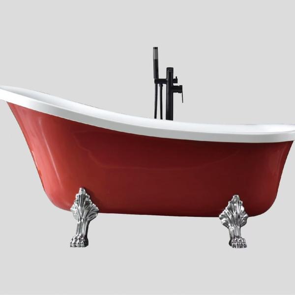 Acrílico de pie libre bañera de zapatillas de garrapatas de 58 pulgadas bañera de garrapatas personalizada