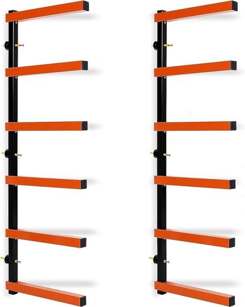 Indoor Outdoor Wall Mount Lumber Organizer and Wood Organizer with 3-Level Metal Rack