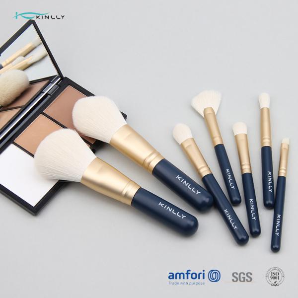 Набор щетки макияжа бумажной коробки военно-морского флота 7PCS голубой мини