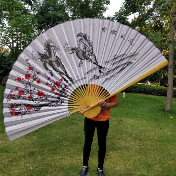 [I AM YOUR FANS] 100% Hand Made Custom Personalized Design Large Bamboo Hand Fans Decorative Wedding Hand Fans